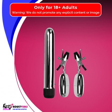 Fun Vibrator and Nipple Clamp Fiery Combo FV-018
